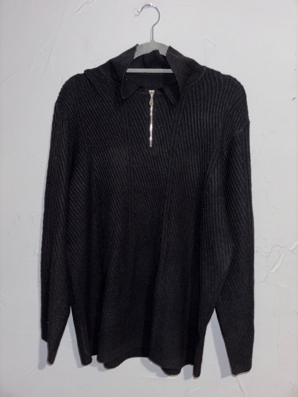 Topman Black Ribbed Half-Zip Sweater
